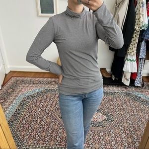 Hatch Black and White Stripe Jersey Turtleneck